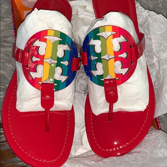 Tory Burch Shoes - Tory Burch Miller Ruby Rainbow Reva Patent Sandals